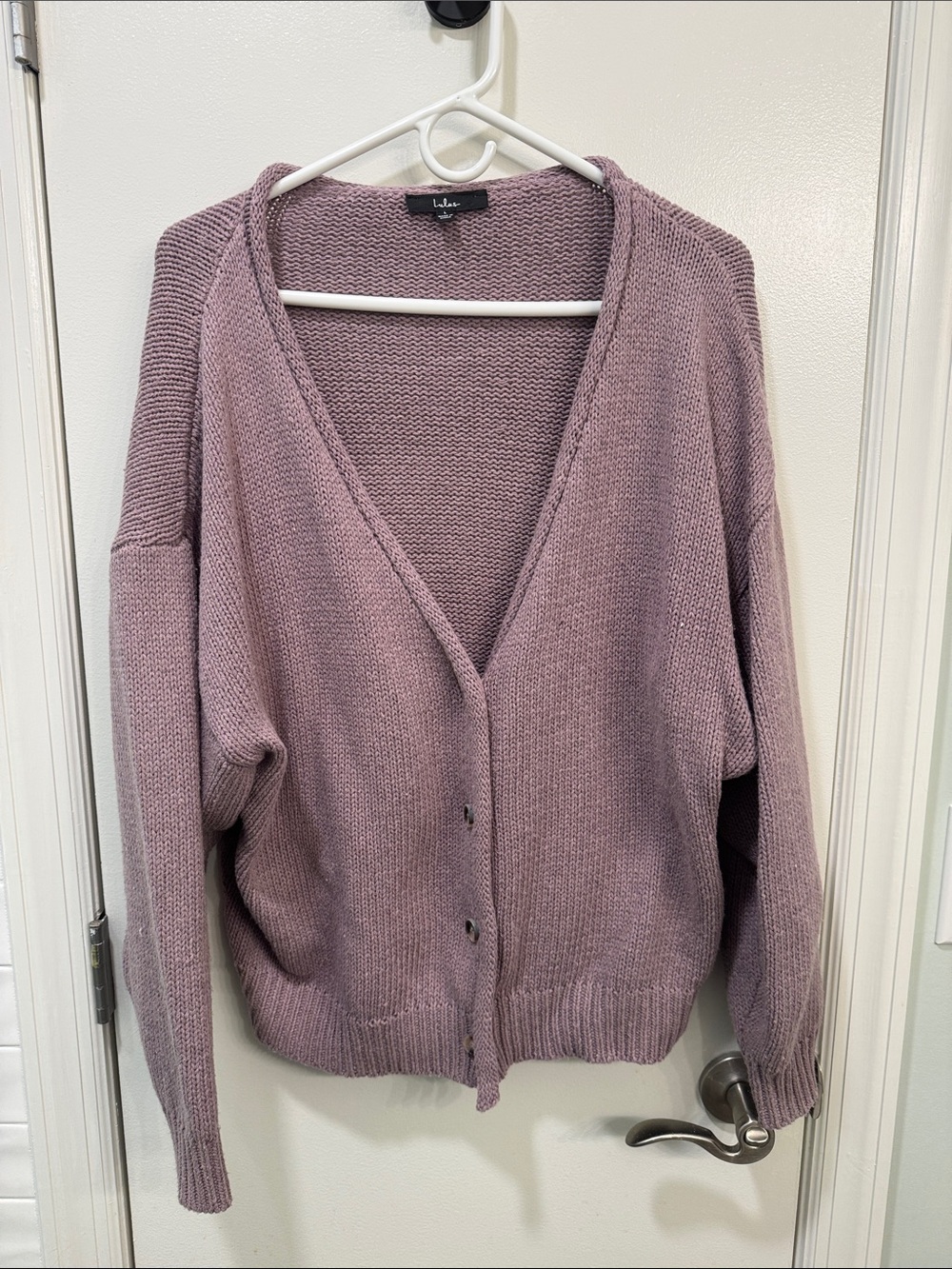Lulu's Dusty Mauve Knit V-Neck Button Cardigan